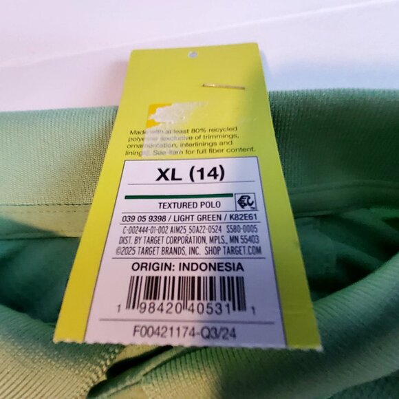 Light Green Textured Polo ShirSize t XL (14) All In Motion Short Sleeve Collar - Picture 3 of 6